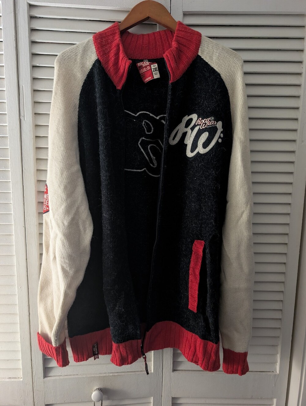 Rocawear Black, White & Red Zip-Up Sweater Jacket